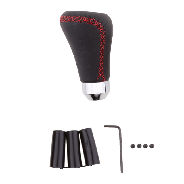 Palanca de cambios Manual de cuero de 5 velocidades para coche, palanca de cambios, perilla de cambio, cabezal negro + rojo Negro y rojo Zulema Cabezal de palanca de cambio de velocidad de 5 velocidades