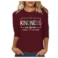 thumbnail image 1 of T-shirt Décontracté pour Femme à Col Rond avec Imprimé de Lettres, Manches 3/4, 1 of 4