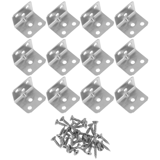 MasteelfCA 12 Pcs 1 Sac Supports d'Angle pour Meubles avec Vis (Argent)