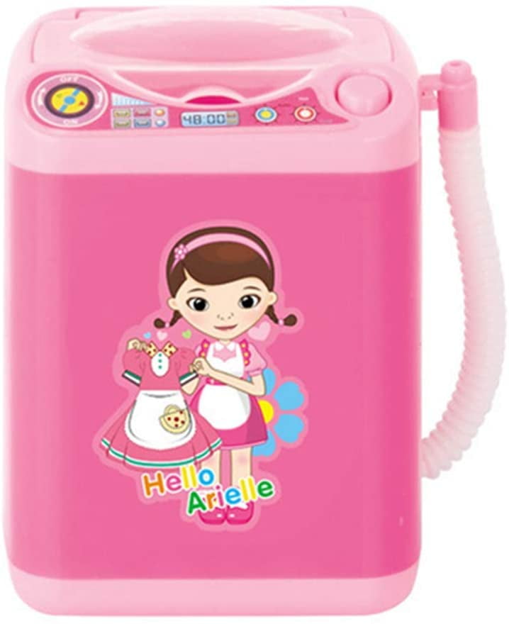 Automatic Makeup Brush Cleaner Device Simulation Mini Cleaning Washing Machine Baby Laundry Playset Toy for Kids Pink 2Pcs 