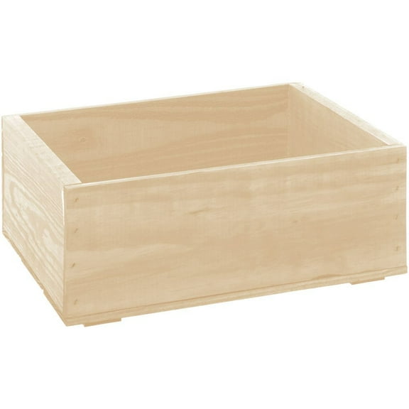 HUBERT Rectangular Oak Stained Wood Crate  - 14 3/4"L x 11 1/4"W x 5 7/8"H