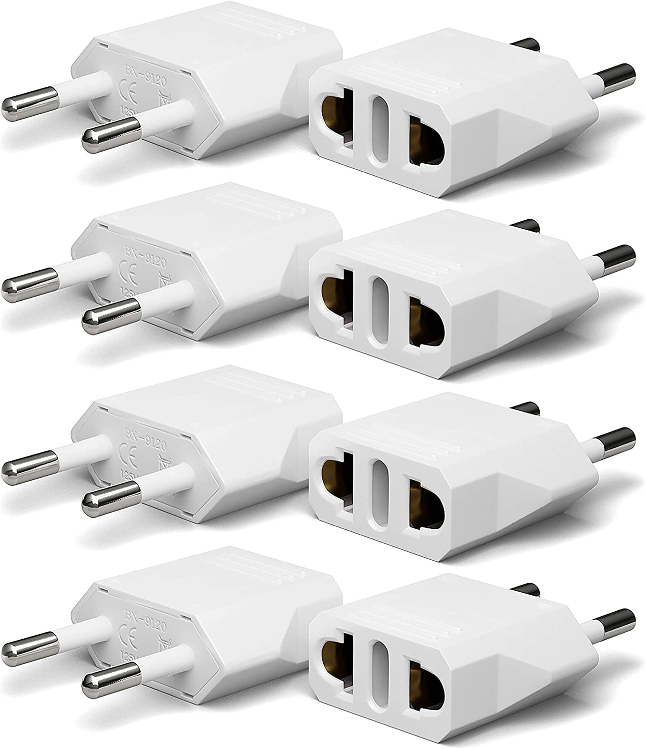European Plug Adapter, Unidapt US to Europe Plug Adapter, 8 Pack