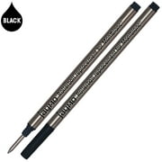Jaymo Replacement for Montblanc 105158 - Measures 4.44 in / 113 mm Long - Rollerball Pen Refill - 2 Black
