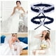 thumbnail image 5 of 1 par de ligas nupciales Anillo de muslo de encaje hermoso Banda de pierna de diseño floral para el banquete de boda (azul marino y blanco), 5 of 6