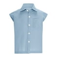 thumbnail image 3 of FAHXNVB Boys Sleeveless Button Down T-Shirts Summer School Uniform Lapel Cotton Linen Comfortable Shirts Solid Color Casual Tees Tops with Pocket 3-14 Years, 3 of 8