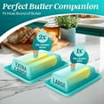 thumbnail image 5 of Ceramic Blue European Butter Dish with Lid for Countertop (8 Inch) - Wide 2 Stick Double Butter Holder for Counter, Cream Cheese Container Storage Keeper, 5 of 9
