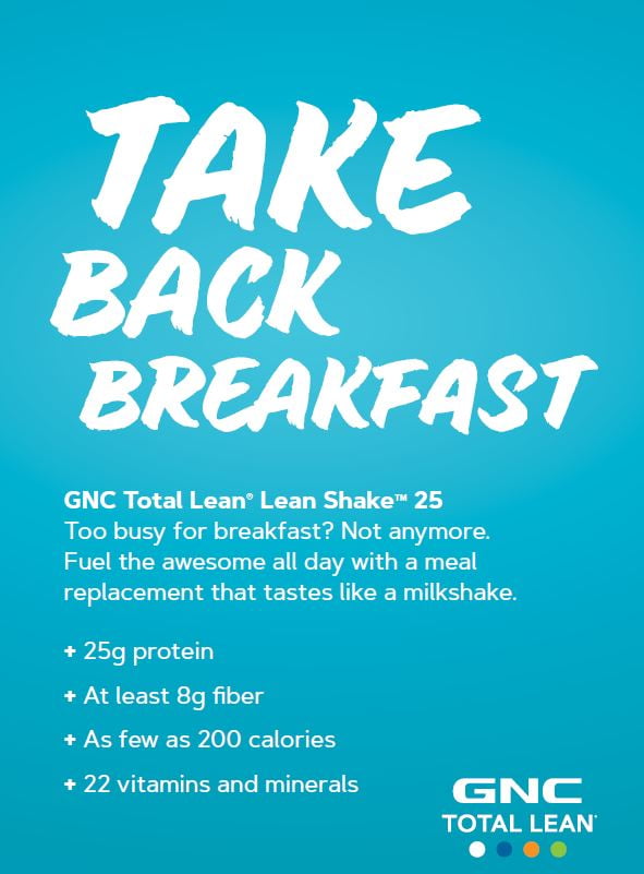GNC Total Lean Shake 25 Protein Meal Replacement Powder, Vanilla, 1.38 lbs, Weight Support