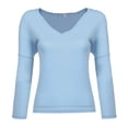 thumbnail image 4 of Kayannuo Womens Tops Long Sleeve Fall Women's Casual V-Neck Solid Long-sleeved T-Shirt Gegular Blouse Pullover Tops, 4 of 4