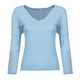 thumbnail image 4 of Blusa informal de manga larga con cuello en V para mujer Pompotops gfhjh5760, 4 of 4