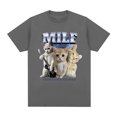 thumbnail image 1 of Camiseta MILF "Me encantan los felinos", divertida, de manga corta, con gráfico de "El Gato Triste Llorando", de algodón, cómoda y holgada., 1 of 8