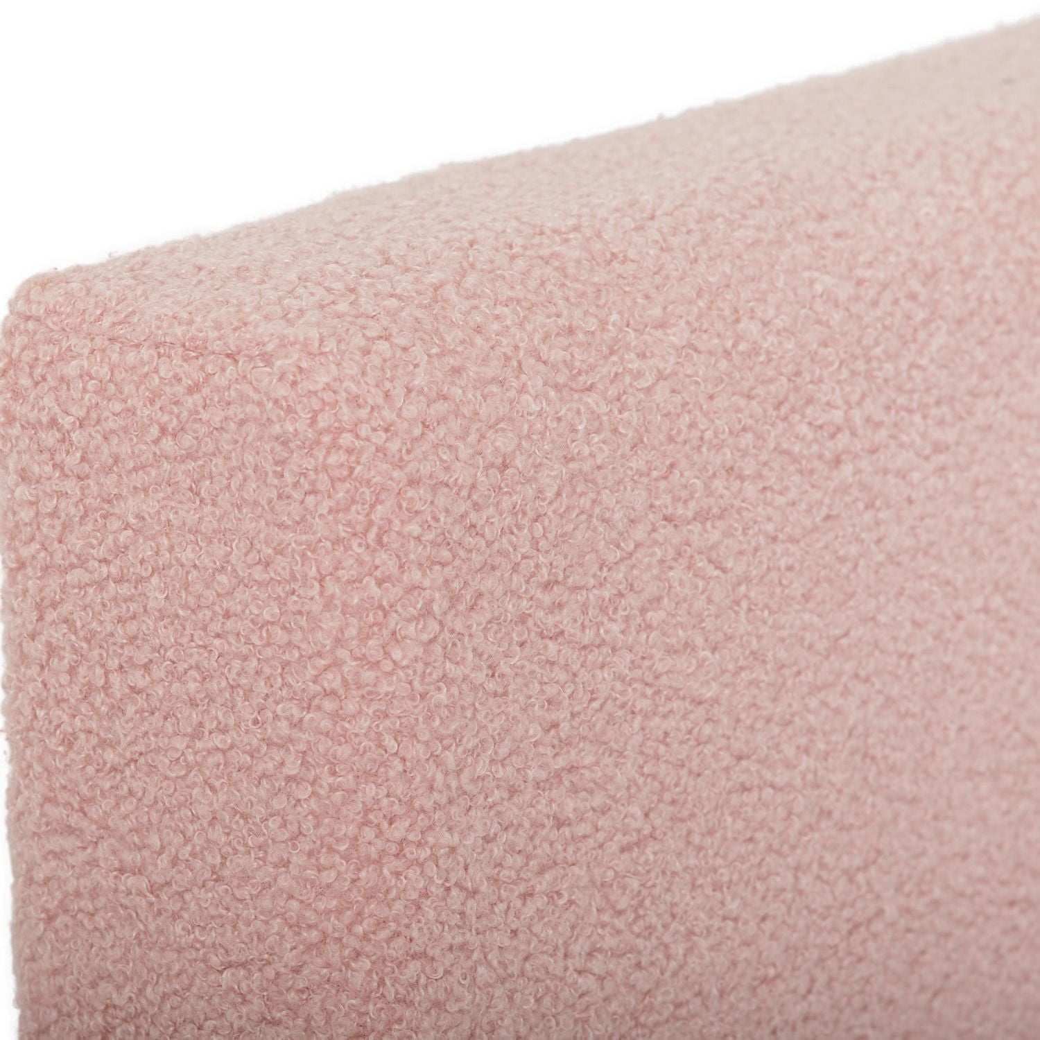 Lit adulte capitonné en tissu bouclé rose Celeste de CorLiving avec tête de lit et sommier requis