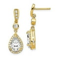 thumbnail image 6 of Sterling Silver Gold-plated Pear Cubic Zirconia Post Dangle Earrings, 6 of 6