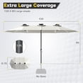 thumbnail image 2 of AECOJOY 15ft Patio Umbrella with Solar Lights, Large Double Umbrella Outdoor Patio, Rectangle TableUmbrella with 156 PCS LED Lights and Crank Handle for Backyard Deck Pool Shade in Beige, 2 of 8