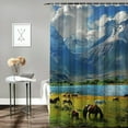thumbnail image 2 of Chilfamy  Scenery Shower Curtain, Animal Farm with Horses in The Vast Combe with Mountains Desert Art Photograph, Cloth Fabric Bathroom Decor Set with Hooks White, 2 of 7