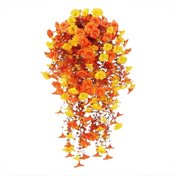 Artificial Hanging Flowers for Outdoors, Realistic Polyester Vines Flower Garland Wall Decor with Rattan, Fade Resistant Fake Hanging Flowers for Living Room, Bedroom, Office Window Decor