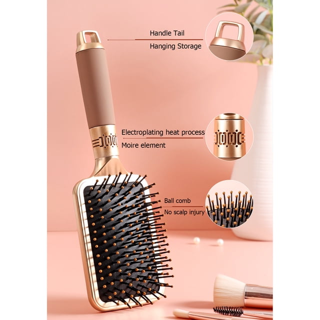 Massage Hair Comb, Paddle Type Multifunctional Air Cushion Comb Nylon Ball Needle With Hanging Hole For Home Hairdressing