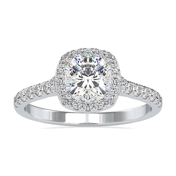 Meryn Jewel Halo Engagement Ring for Women - 1.47 Ct Round Cut Lab Created Diamond - 14K White Gold Plated Ring - Elegant Prong Setting - Ideal for Proposals, Weddings, and Birthday Celebrations