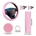 thumbnail image 4 of MODANU 10 Pcs Car Accessories Set with Leather Steering Wheel Cover Seatbelt Cover Bling Car Ring Sticker Flower Air Vent Clip (Purple), 4 of 6