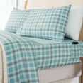 thumbnail image 2 of Sleepdown 100% Cotton Flannel Sheets Twin Size Bed Sheets Set with Deep Pockets, Brushed Flannel with Elastic Fitted Sheet Set, Soft & Cozy Sheets - 3 Piece Bedding and Pillowcase set - Green Plaid, 2 of 6