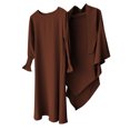 thumbnail image 4 of RTKFRFLM Muslim Girls Dresses Round Neck Ruffled Kid Solid Color Dress With Pattern Flounce Abaya Maxi Arabic Dresses,Size 7-8 Years, 4 of 4