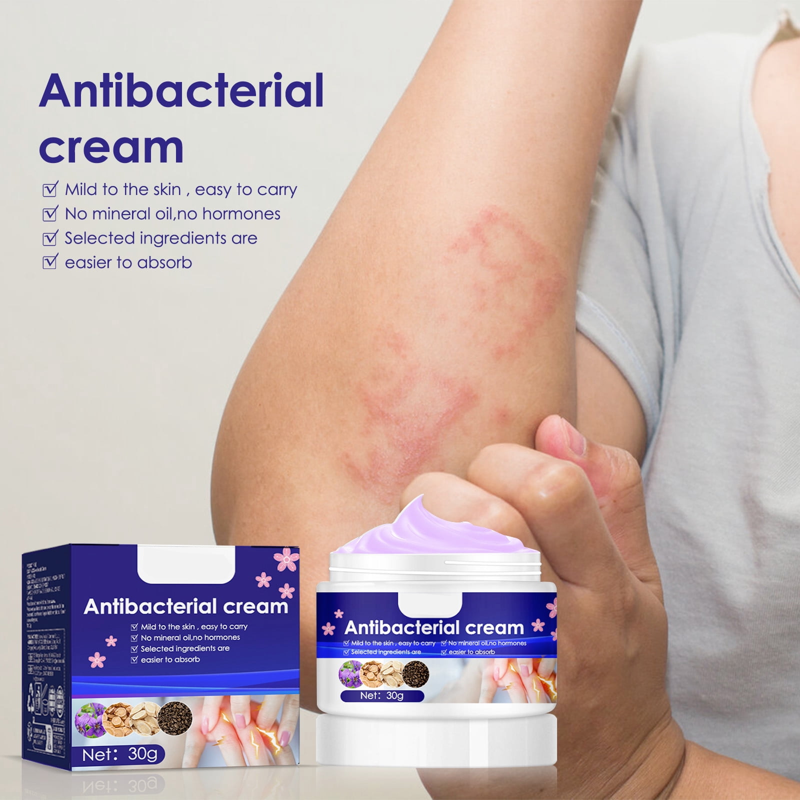Alvantor Anti-Itch Cream for Relief from Mosquito Bites with Purple Flower Dichotoma, 1.05oz
