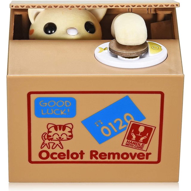 Hucha para robar dinero con gatos, alcancía para niños, hucha para ahorrar dinero, robo automático de dinero con habla inglesa, regalo creativo (gato de la suerte)