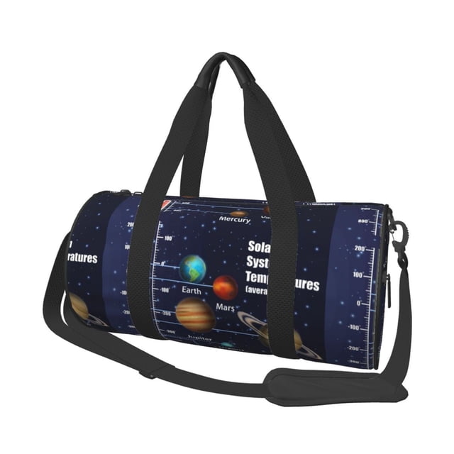 Fotbe Solar System Pattern Foldable Sports Gym Bag with Wet Dry Pocket, Travel Bag, Large Capacity Duffel Bag, Splash Proof Carry on Bag, Overnight Bag, Weekender Bag