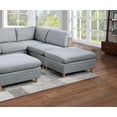 thumbnail image 3 of Modern Contemporary 6pc Modular Sectional Set Armless Chair Ottoman Wedge Couch Living Room Light Grey Dorris Fabric Wooden Deco, 3 of 9