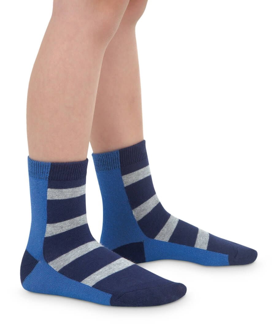 Jefferies Socks Boys Socks, 6 Pack Diamond Stripe Fashion Pattern Crew Sizes XS - M