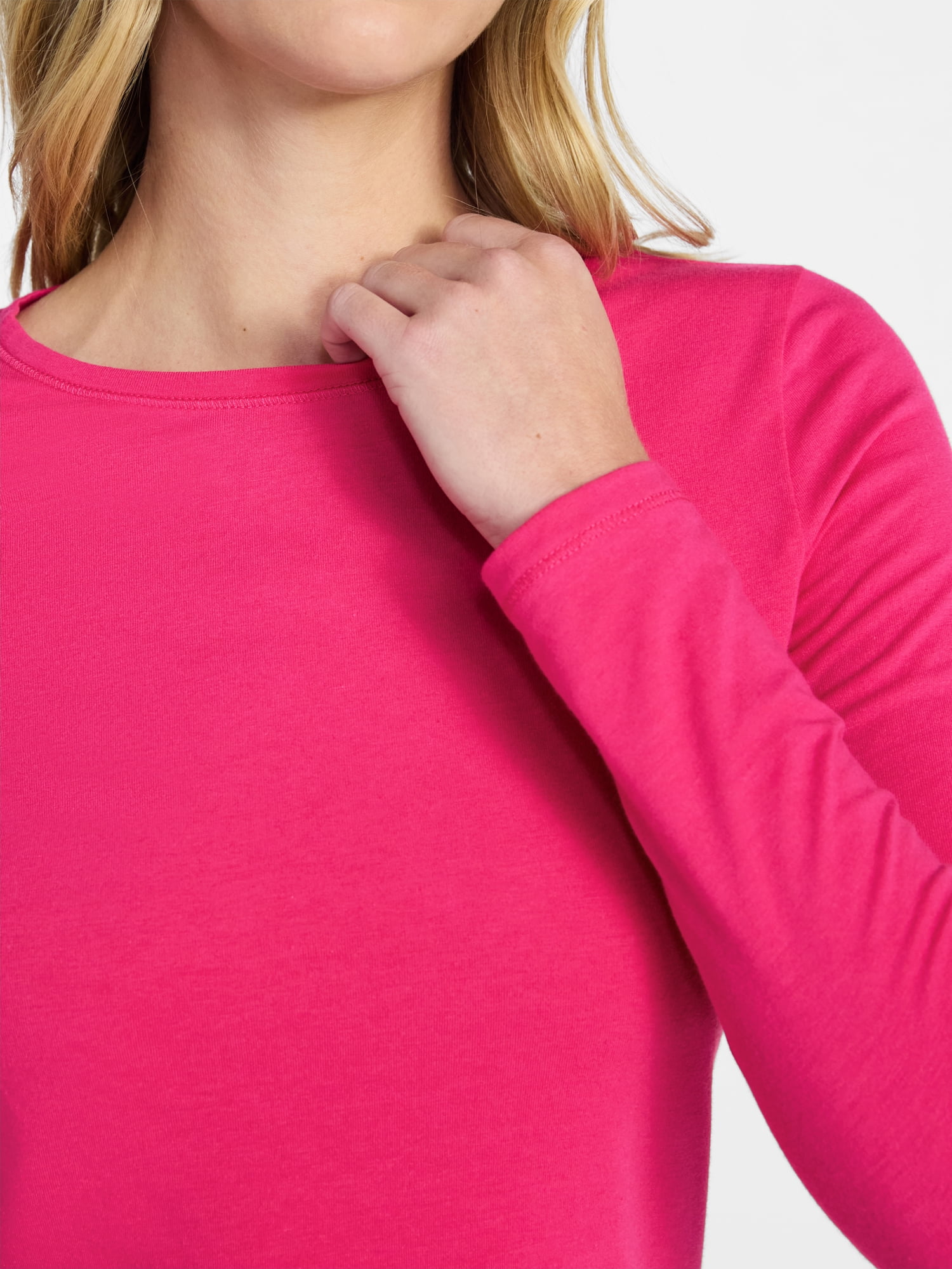 No Boundaries Crewneck Tee with Long Sleeves, Women's & Women's Plus XXS-4X