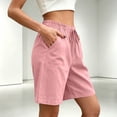 thumbnail image 6 of Women's Cotton Loose Fit Casual Shorts with Pockets Elastic Waist Drawstring Comfy Soft Stretchy Summer Lounge Athletic Gym Outdoor Everyday Womens | VerBelle,Pink M, 6 of 7