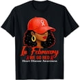 thumbnail image 2 of 100% Cotton Unisex in February We Go Red Heart Disease Awareness Black Woman T-Shirt, 2 of 5