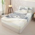 thumbnail image 3 of Manfei Watercolor Sleep Kitten Zipper Twin Comforter Sets with Fitted Sheet and 2 Pillowcases, Kawaii Pet Zipper Bedding Set, Cream Green Blue, Gray Reversible, 4 Pieces, 3 of 7