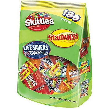 Skittles, Starburst, and Life Savers Halloween Candy Variety Pack, 67.9 Oz., 180 Count