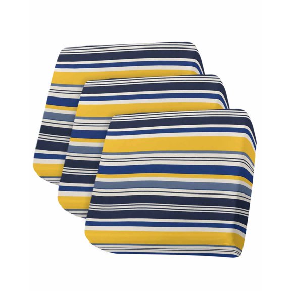Navy Blue Yellow Striped Couch Cushion Covers Stretch, Washable Sofa Seat Covers Individual Seat Cushion Sofa Slipcovers Farmhouse Vintage Stripe Couch Cover Furniture Protector S-3PCS
