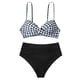 thumbnail image 4 of MKLEKYY Trajes De Baño Mujer Women High Waisted Bikini Sexy Push Up Two Piece Swimsuits Vintage Swimsuit Two Piece Retro Ruched High Waist Print Bikini Set 2755, 4 of 6