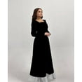 thumbnail image 3 of Black Velvet Dress Square Neck A-line Maxi Dress with Long Sleeves Bridesmaid Long Dress Photoshoot Dress Prom Gown, 3 of 5