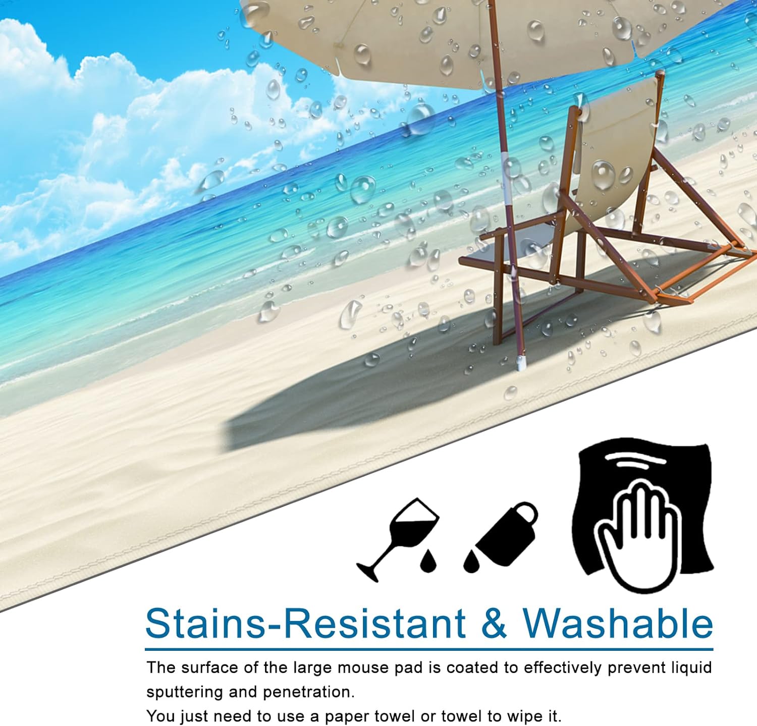 Beach Mouse Pad Ocean Theme Large Gaming Mouse Pad XXL 35x15.7x0.12 inch Large Rubber Mouse Pad for Desk with Personalized Design for Laptop, Computer PC (Beach -2)