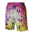 thumbnail image 4 of Adobk Colorful Tie Dye Stained Glass 3 Print Men's Swim Trunks Hawaiian Bathing Suit Swimsuits Beach Shorts with Pockets-Large, 4 of 6