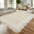 thumbnail image 3 of Garvee 8'x10' Scalloped Area Rugs Modern Bordered Carpet, Washable Rug Non-Slip Contemporary Accent Rug Low Pile Indoor Mat for Living Room Bedroom Dining Room, Beige, 3 of 8