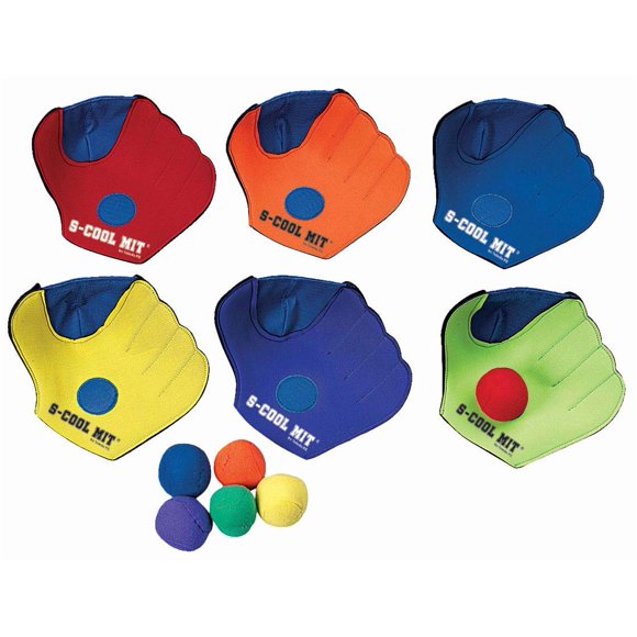 Great Lakes Sports Reversible Baseball Mitts for Left and Right Hand throwers with Hook and Loop Fasteners for Holding and catching The Ball (Set of 6 Mitts and 6 Balls)