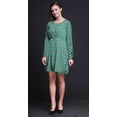 thumbnail image 3 of Bimba Green Leaves & Dahlia Floral Women Tunic Top Long Sleeve Button Down Print Short Causal Dress-XXX-Large, 3 of 7