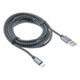 thumbnail image 2 of MicroUSB 6ft USB Cable for Moto E (2020) - Charger Cord Power Wire Long Sync Braided Fast Charge Gray R4L Compatible With Motorola Moto E (2020), 2 of 6