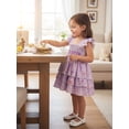 thumbnail image 5 of BemeyourBBs Baby Girl Easter Outfits He Is Risen Toddler Little Girl Gingham Plaid Dress Cross Bow Letter Flying Sleeve Smocked Layered Ruffle Dresses Cute Spring Summer Clothes, 5 of 9