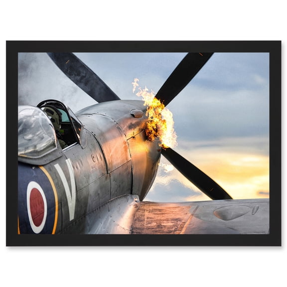 Taylor Military UK RAF Spitfire TE311 Fighter Plane Photo Artwork Framed Wall Art Print A4
