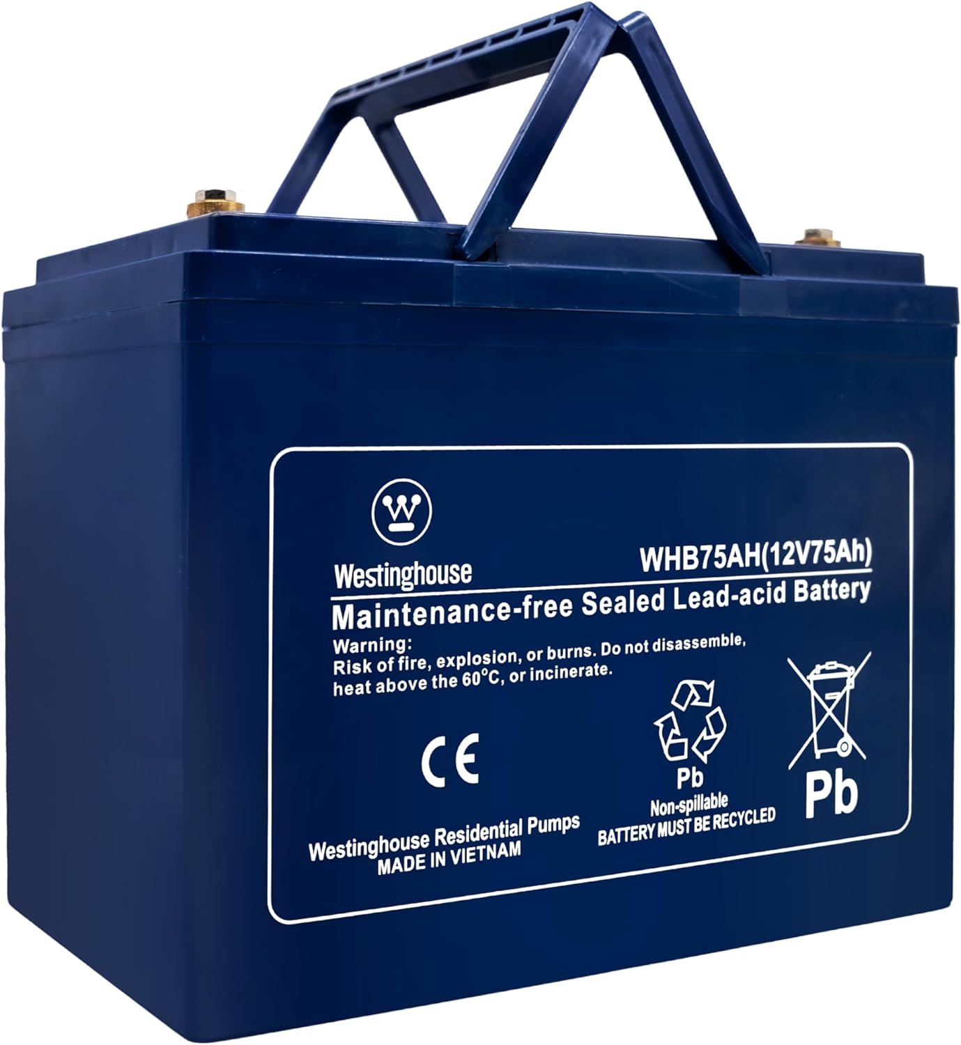 Wayne WSB1275 75Ah Maintenance-Free Battery – 12V Sealed Lead Acid, Pre-Charged, For Wayne Backup Sump Pumps