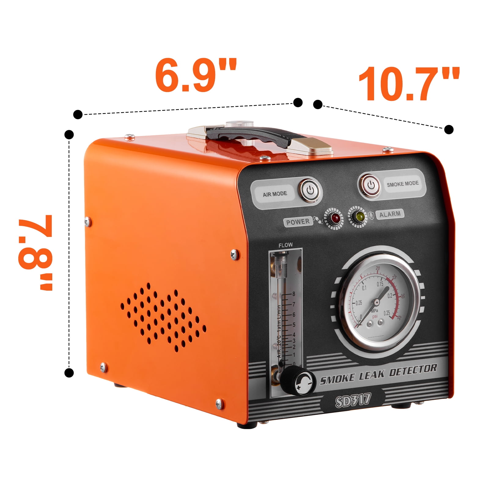 KFFKFF Car Smoke Machine for Leak Detection, Includes Integrated Air Pump, Pressure and Flow Meters, Versatile Dual-Mode System for Checking Vacuum and Fuel Lines