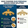 thumbnail image 5 of Morvat Heavy Duty Hexagonal Brass 4 Way Garden Hose Y Splitter, 2 Pack, 5 of 9