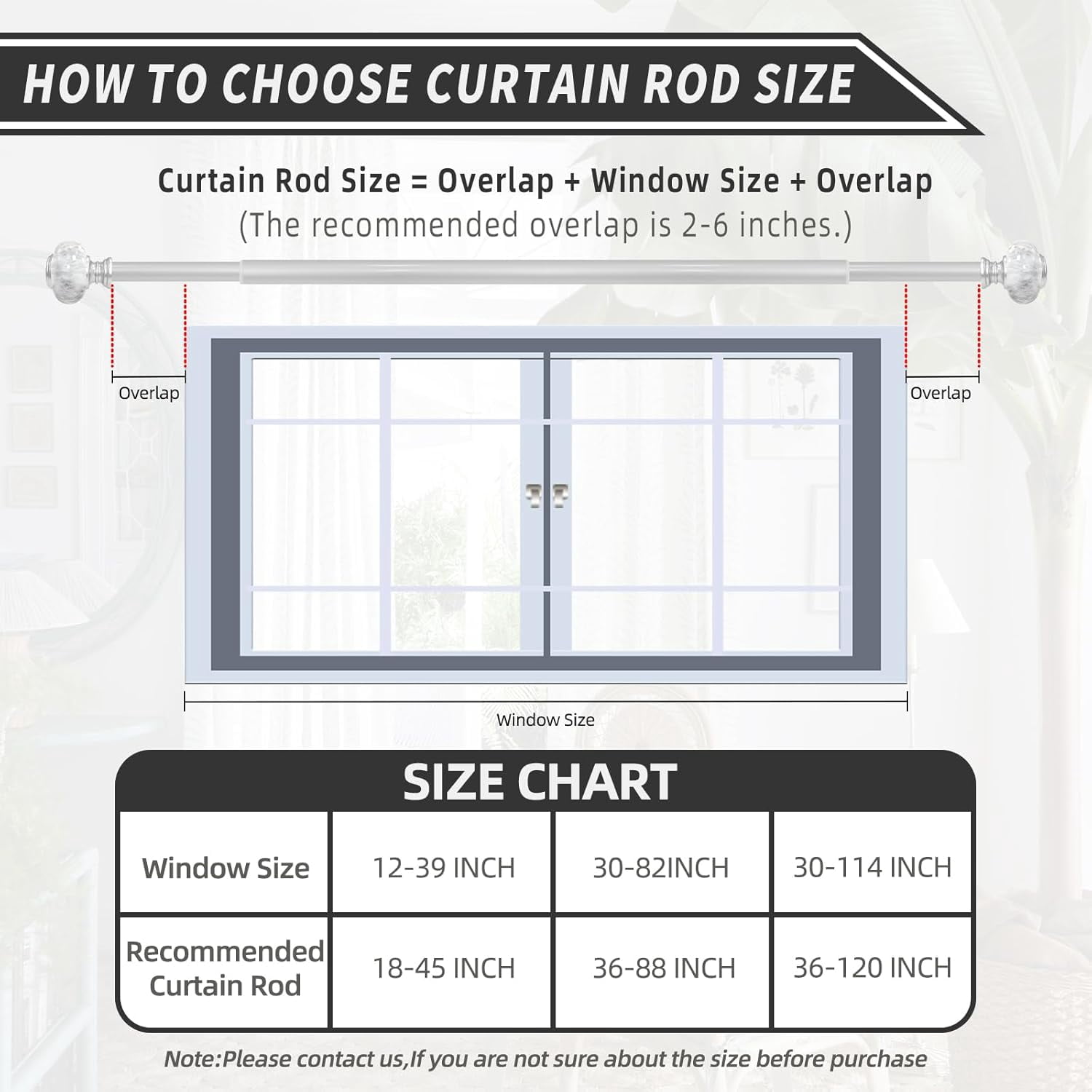 Silver Curtain Rod for Windows 36 To 88 Inches (3-7.3ft): 1 Inch Diameter Adjustable Curtain Rod - Heavy Duty Silver Curtain Rod with Marble Grain Finials