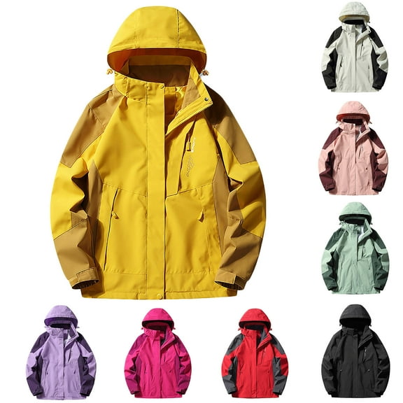 Lovskoo Women's Rain Jacket Technical Casual Waterproof Windbreaker Outdoor Thin Sprinker Outerwear Lapel Zipper Loose Soft Top Hooded Coat Black